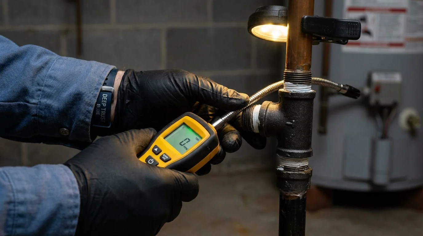 Gas leak detection with electronic sniffer by Johns Plumbing LLC in Blanding